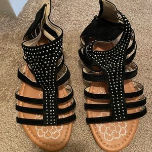 Easy size 8 black sparkly sandals